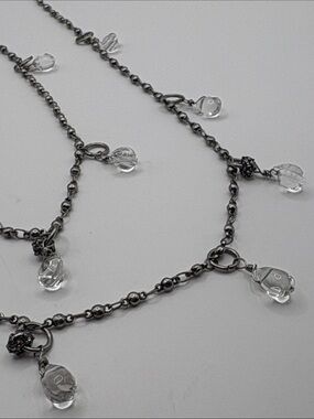 Ann Taylor Dainty Chain Necklace Clear Crystal Drops 20”